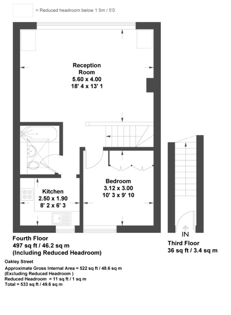 1 bedroom penthouse apartment for sale - floorplan