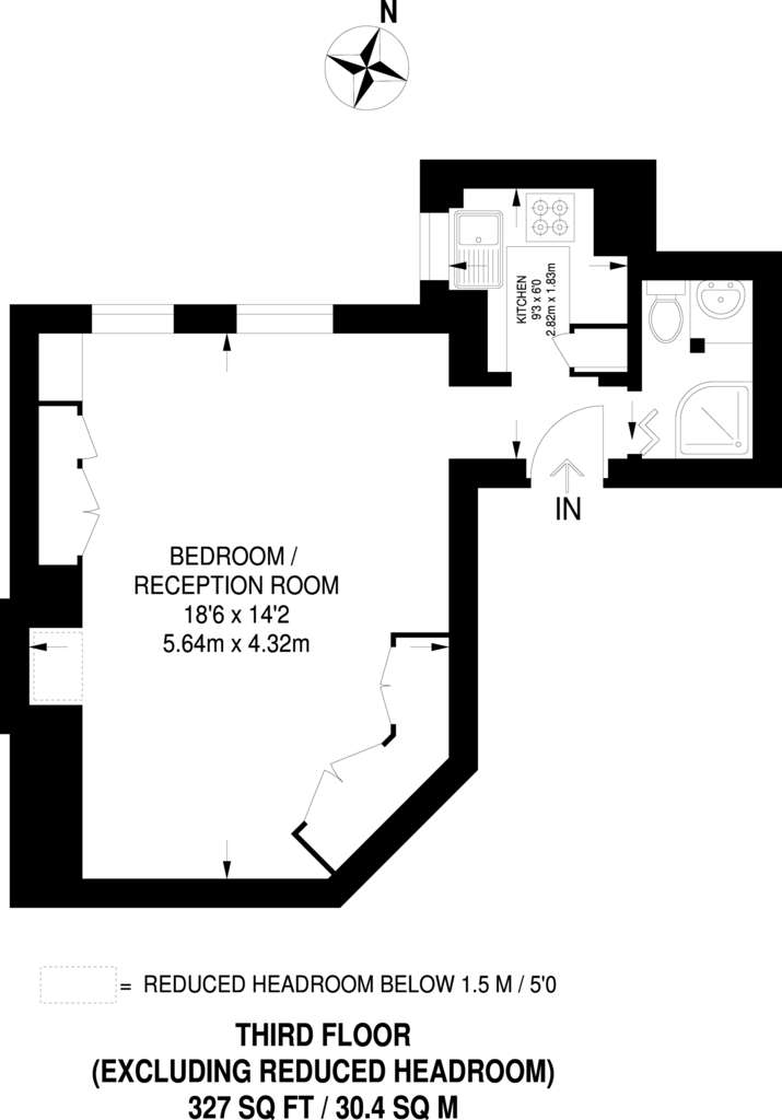 Studio flat to rent - floorplan