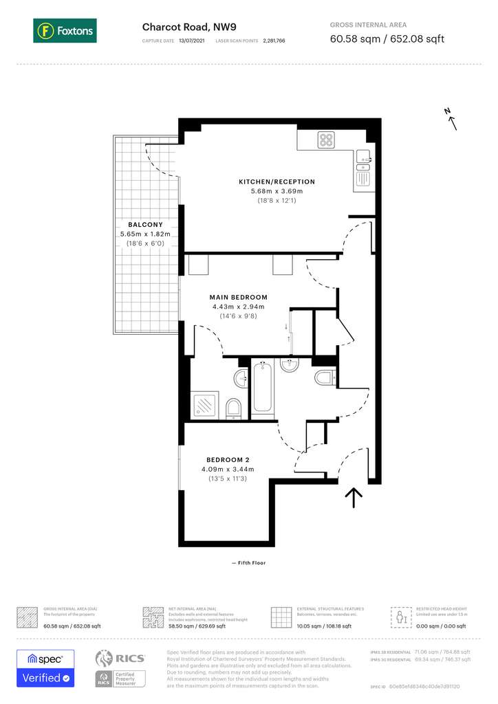 2 bedroom flat to rent - floorplan