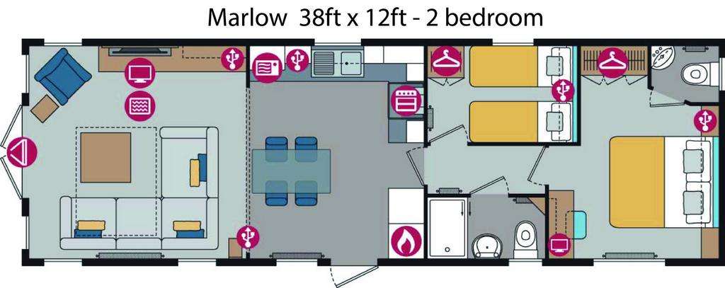 2 bedroom park home for sale - floorplan