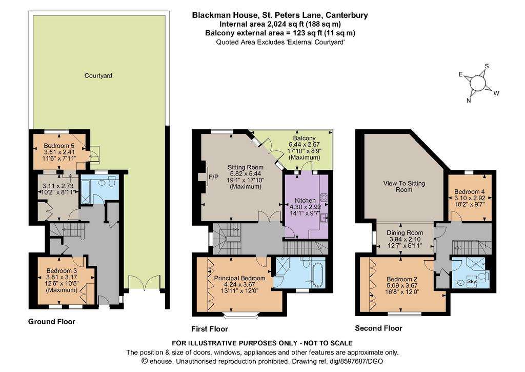 5 bedroom town house for sale - floorplan