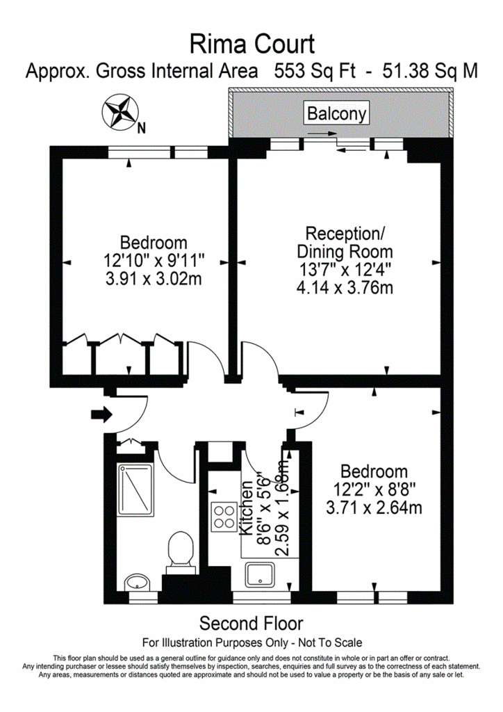 2 bedroom flat to rent - floorplan