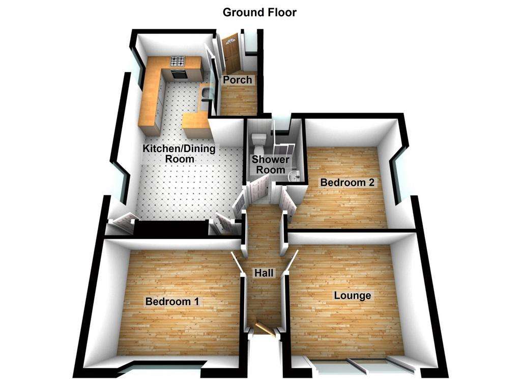 2 bedroom detached bungalow for sale - floorplan