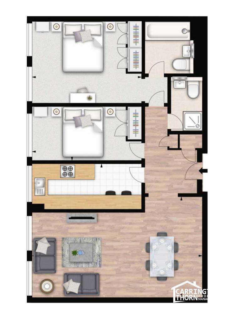 2 bedroom flat to rent - floorplan