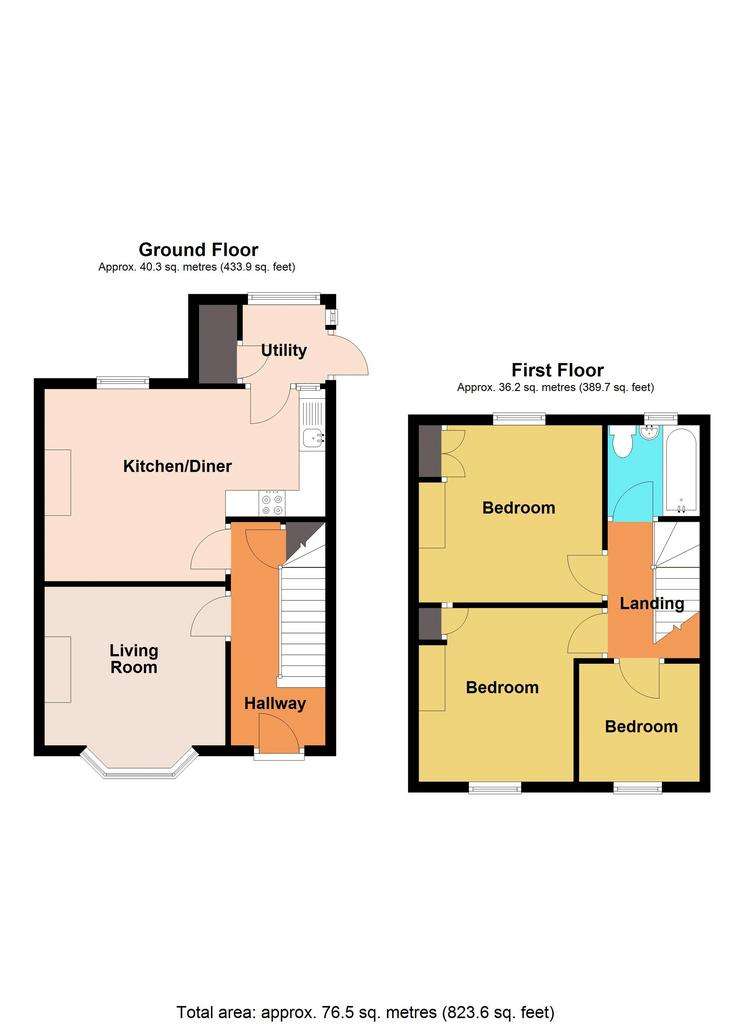 3 bedroom semi-detached house for sale - floorplan