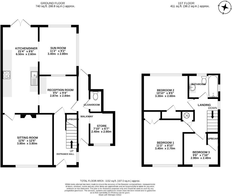 3 bedroom semi-detached house for sale - floorplan