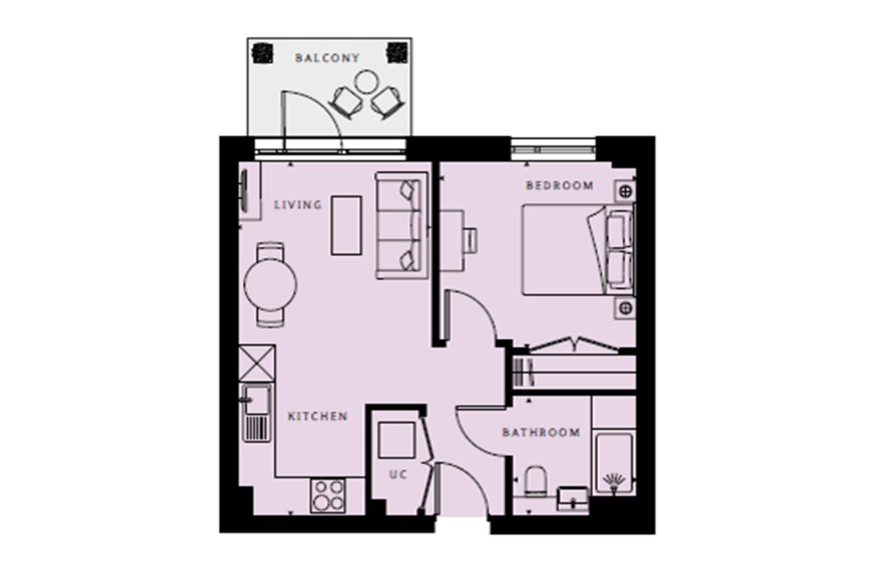 1 bedroom flat for sale - floorplan