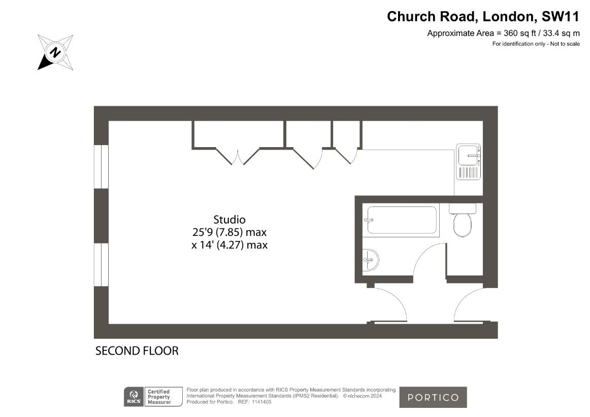 Studio flat for sale - floorplan