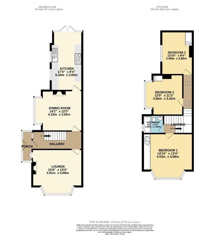 3 bedroom semi-detached house for sale - floorplan