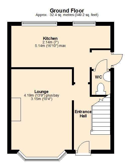 2 bedroom end of terrace house for sale - floorplan