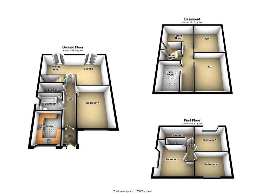 4 bedroom semi-detached bungalow for sale - floorplan