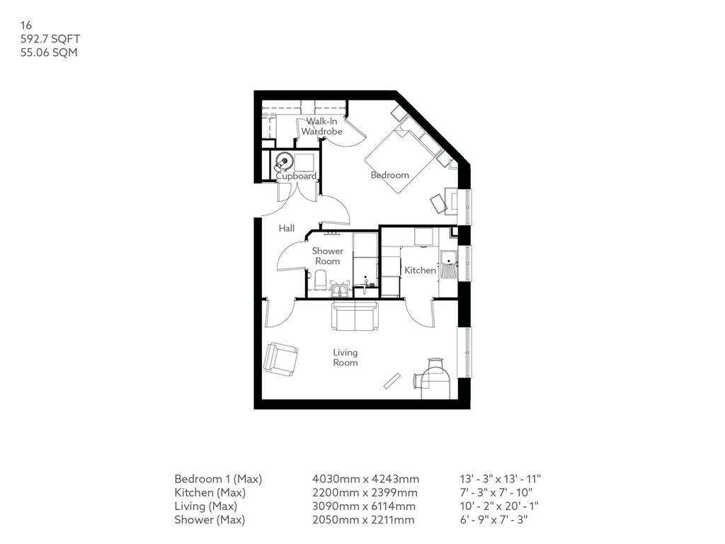 1 bedroom retirement property for sale - floorplan