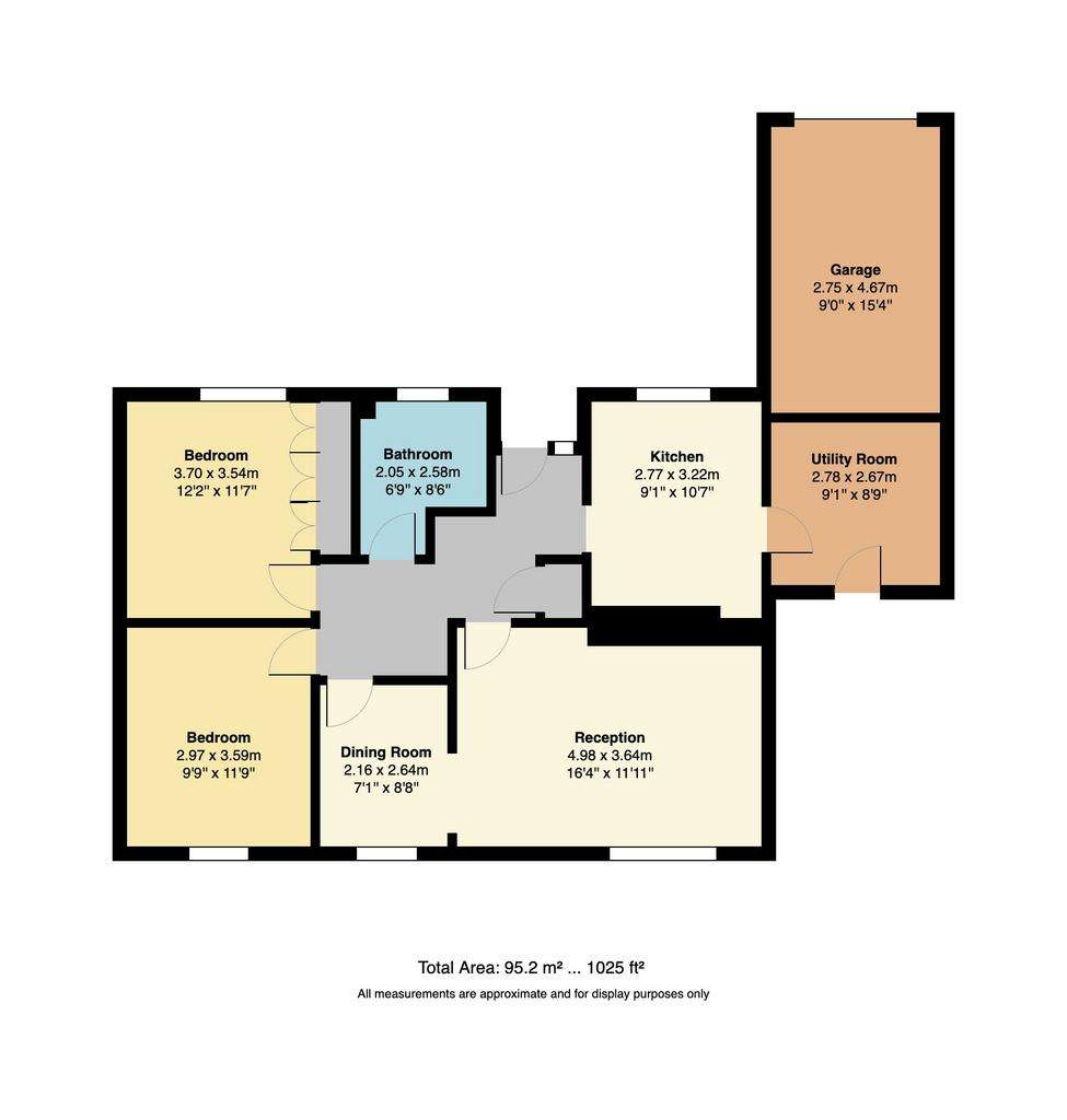 2 bedroom detached bungalow for sale - floorplan