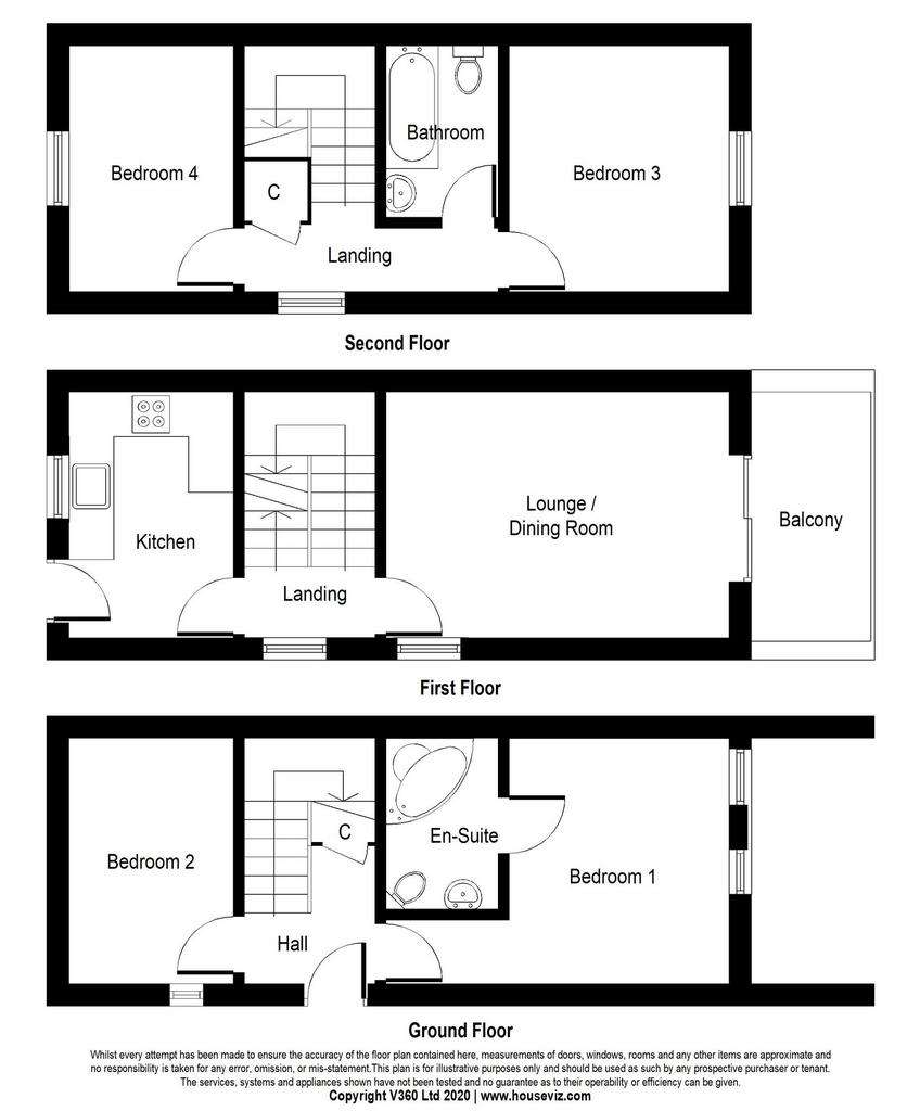 4 bedroom end of terrace house for sale - floorplan