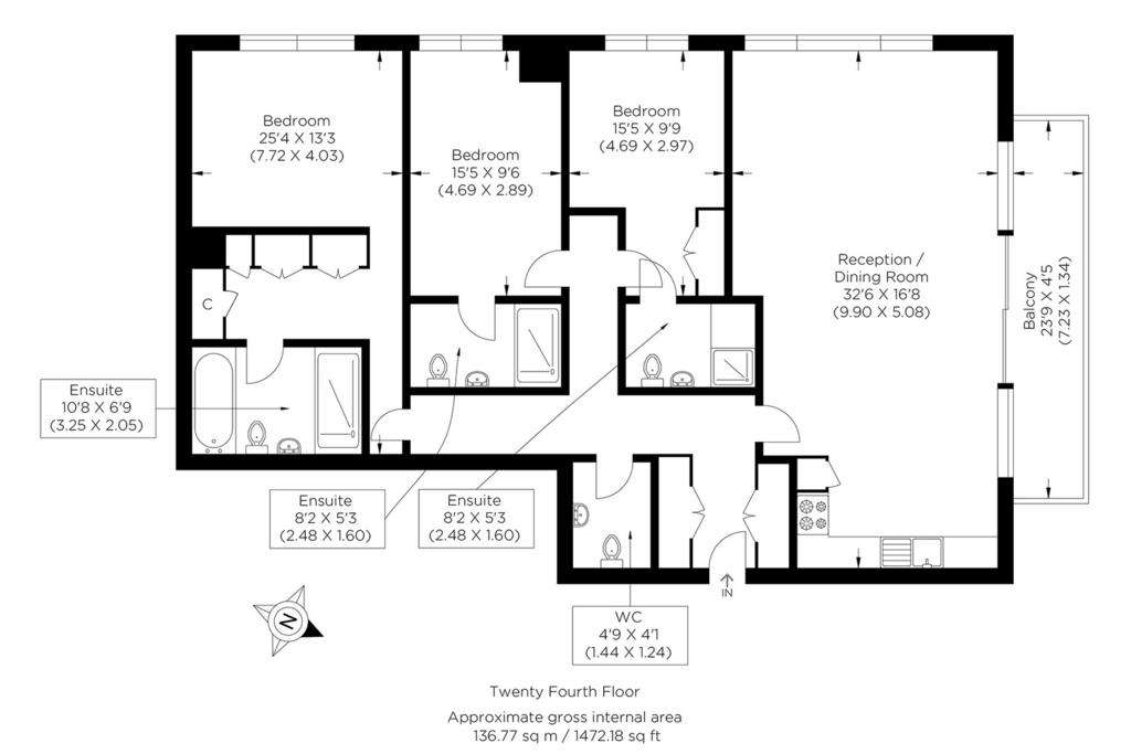 3 bedroom flat for sale - floorplan