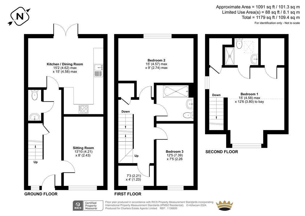 3 bedroom end of terrace house for sale - floorplan