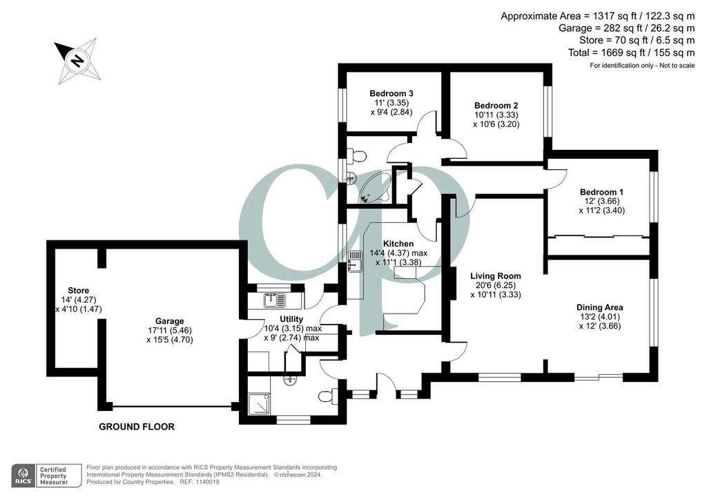 3 bedroom semi-detached bungalow for sale - floorplan