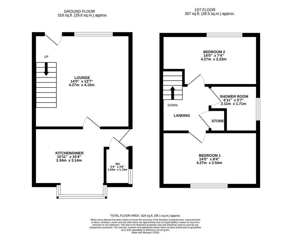 2 bedroom semi-detached house for sale - floorplan