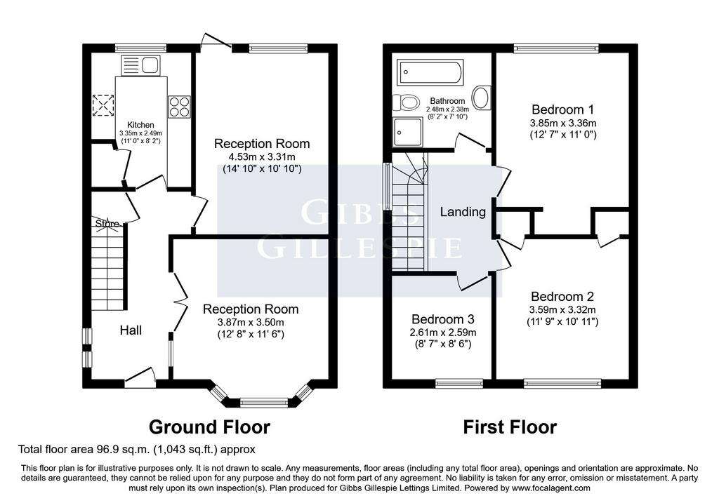 3 bedroom semi-detached house to rent - floorplan