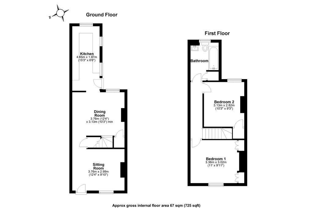 2 bedroom terraced house for sale - floorplan