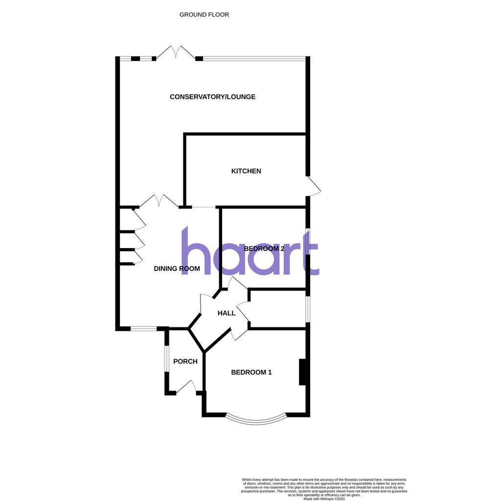 2 bedroom semi-detached bungalow for sale - floorplan