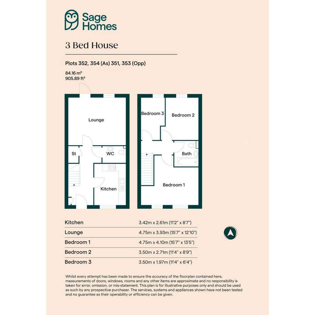 3 bedroom semi-detached house for sale - floorplan