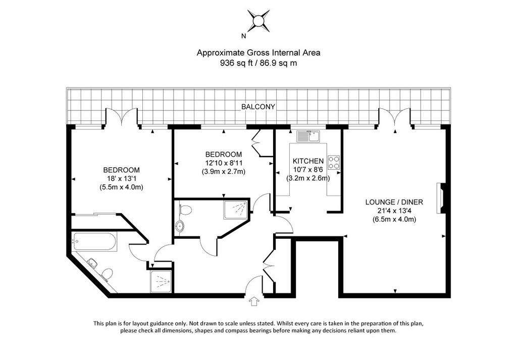 2 bedroom flat to rent - floorplan