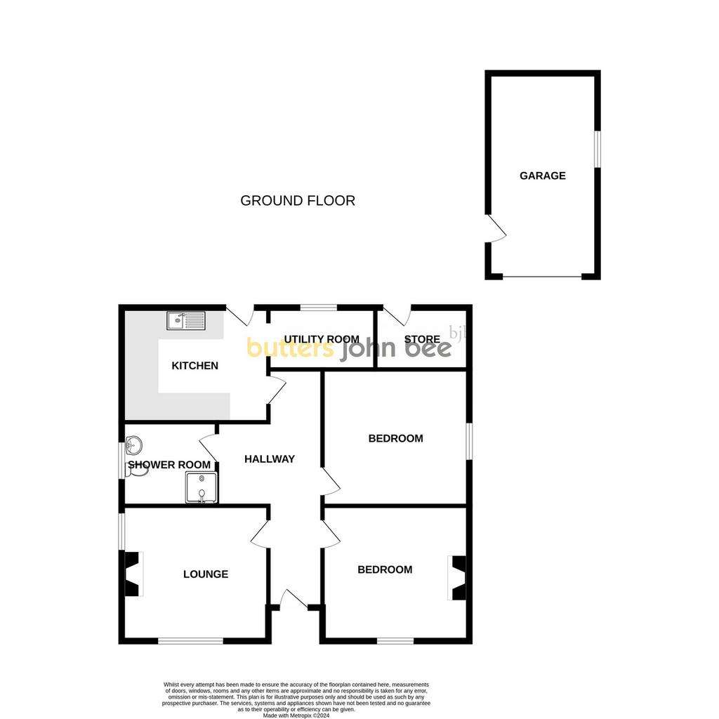 2 bedroom detached bungalow for sale - floorplan