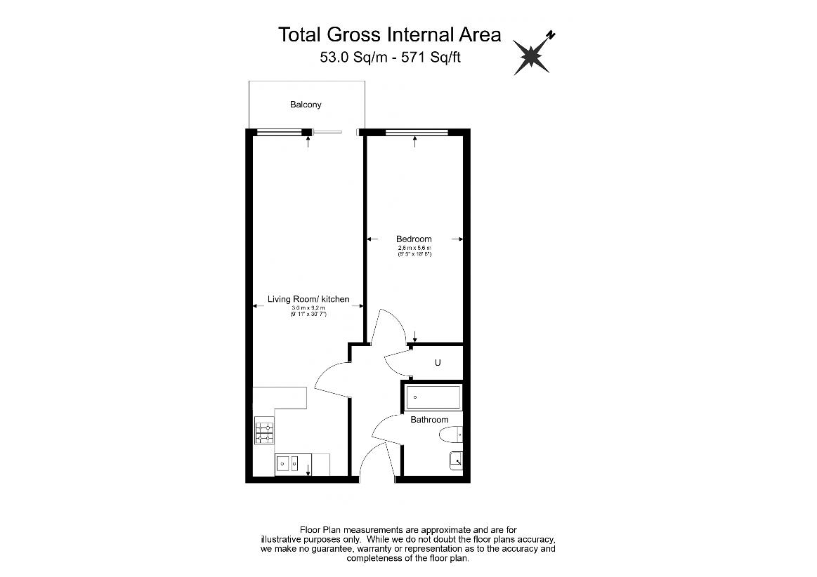 1 bedroom flat for sale - floorplan