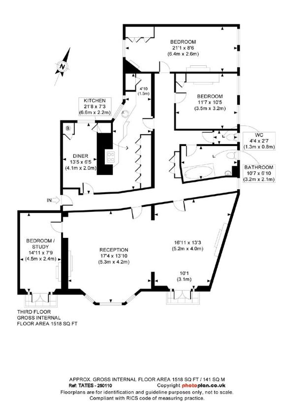 3 bedroom flat for sale - floorplan