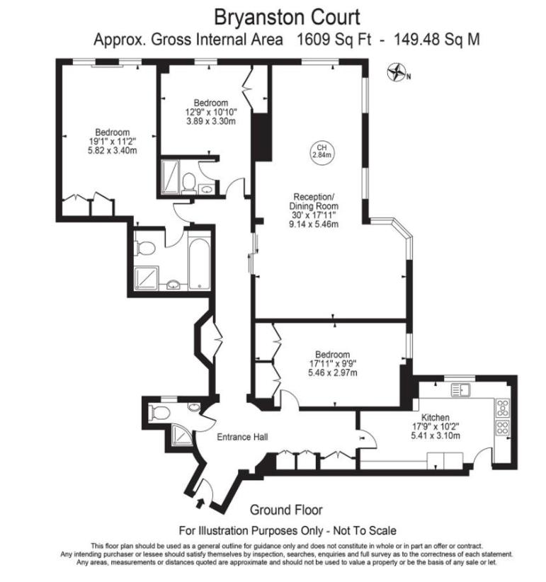 3 bedroom flat for sale - floorplan