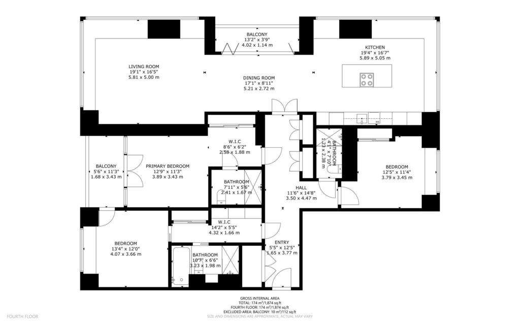 3 bedroom flat to rent - floorplan