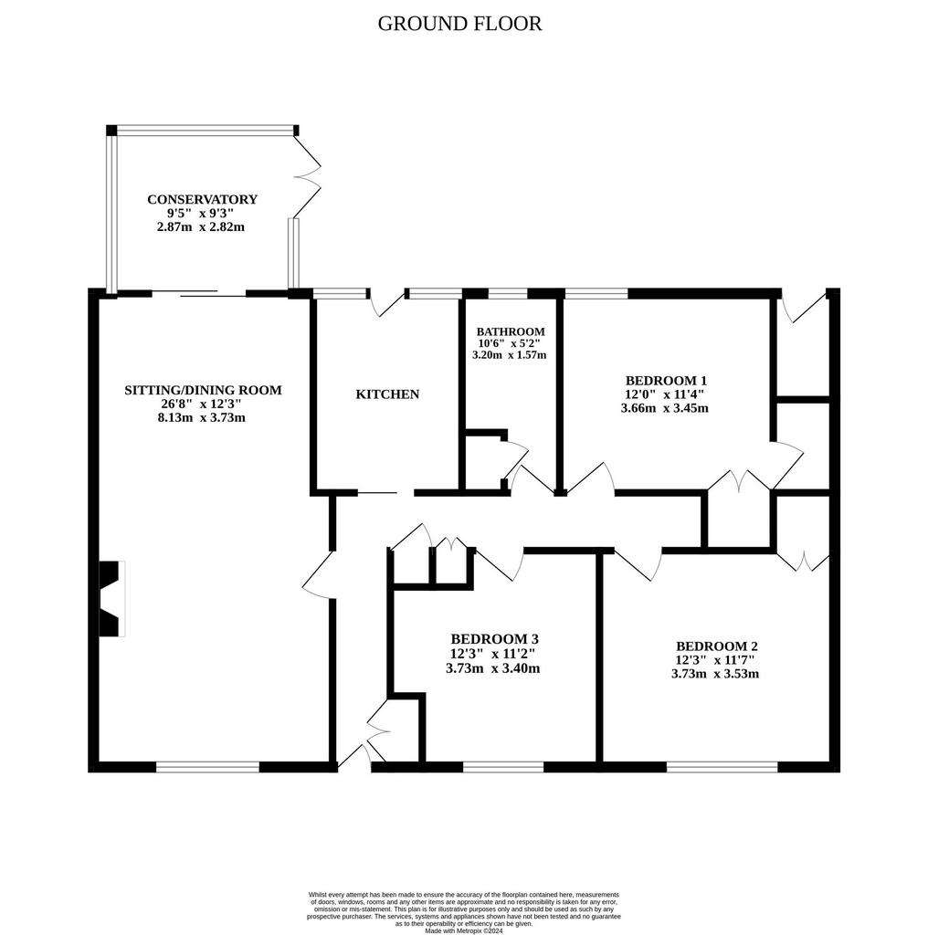 3 bedroom semi-detached bungalow for sale - floorplan