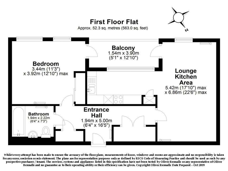 1 bedroom flat for sale - floorplan