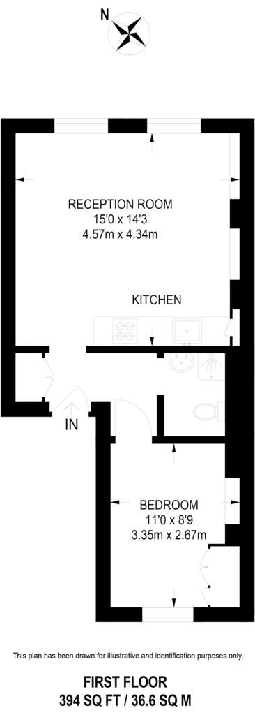 1 bedroom flat to rent - floorplan