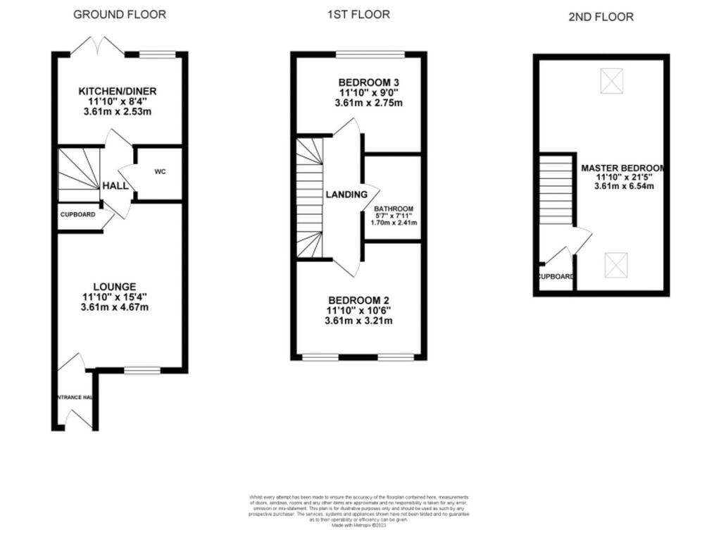 3 bedroom terraced house for sale - floorplan