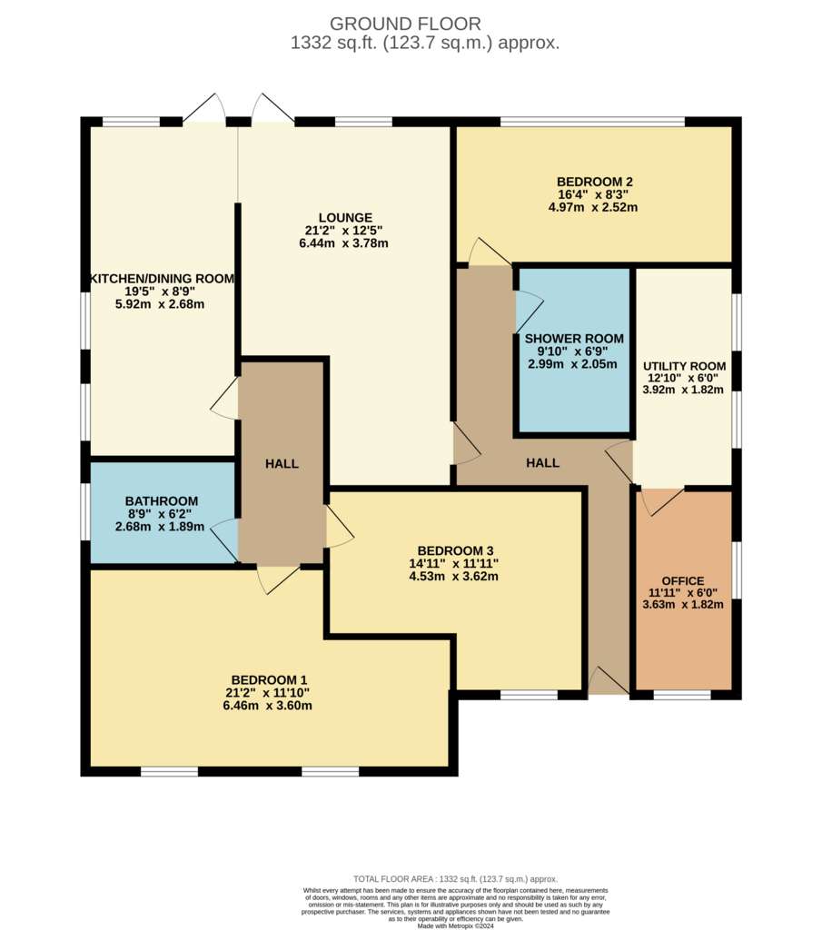 3 bedroom bungalow for sale - floorplan