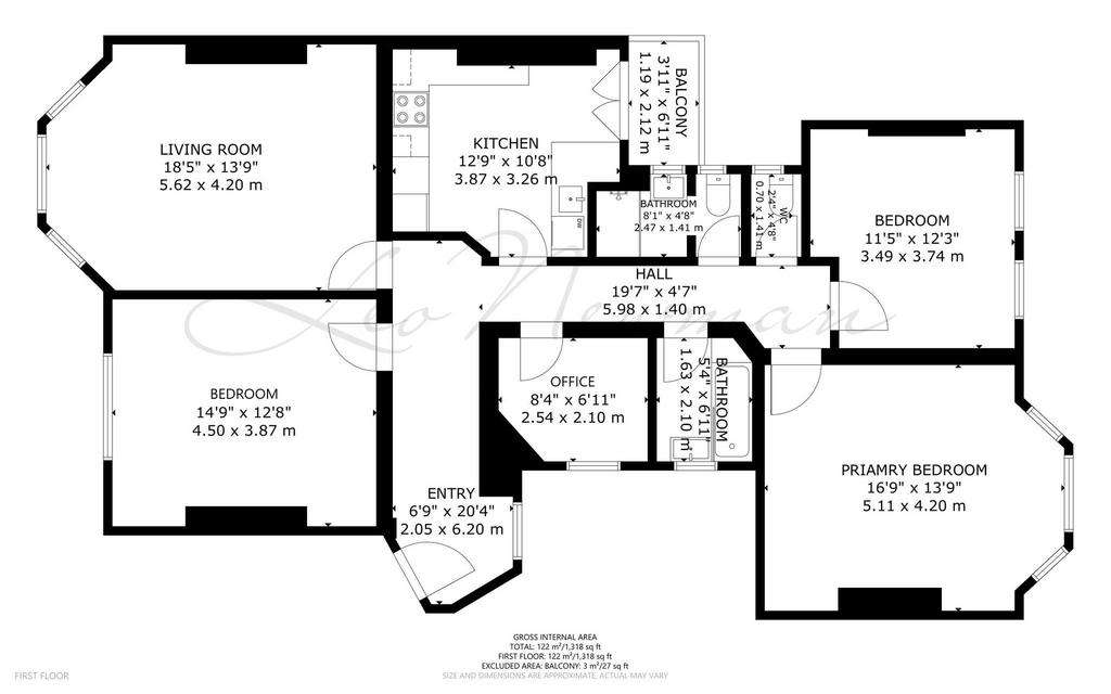 3 bedroom flat to rent - floorplan