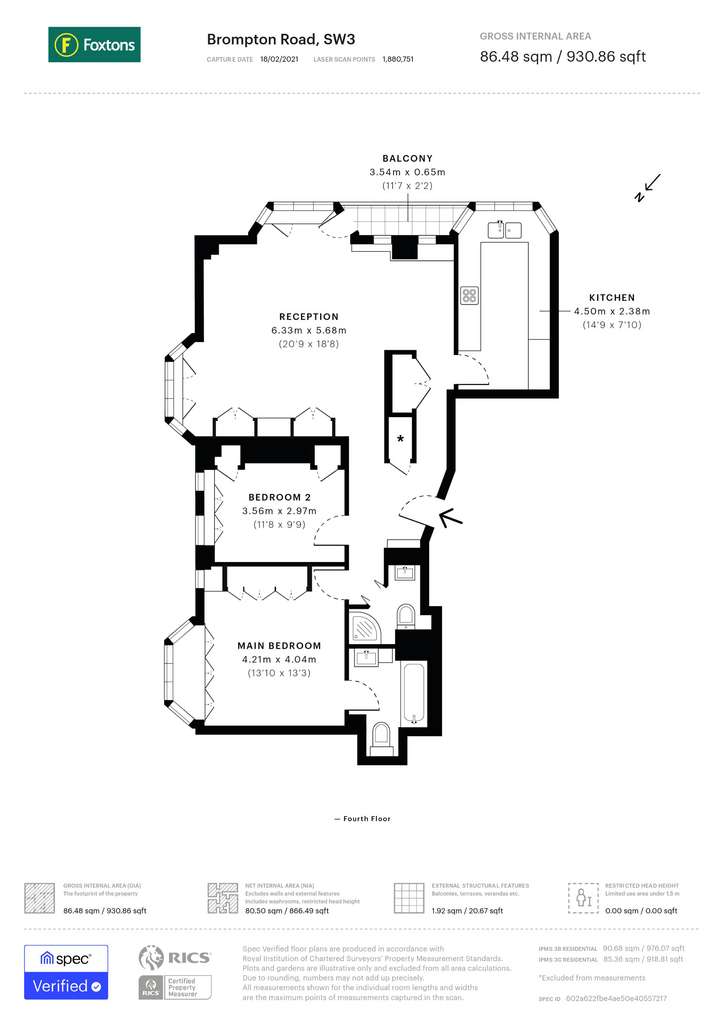 2 bedroom flat to rent - floorplan