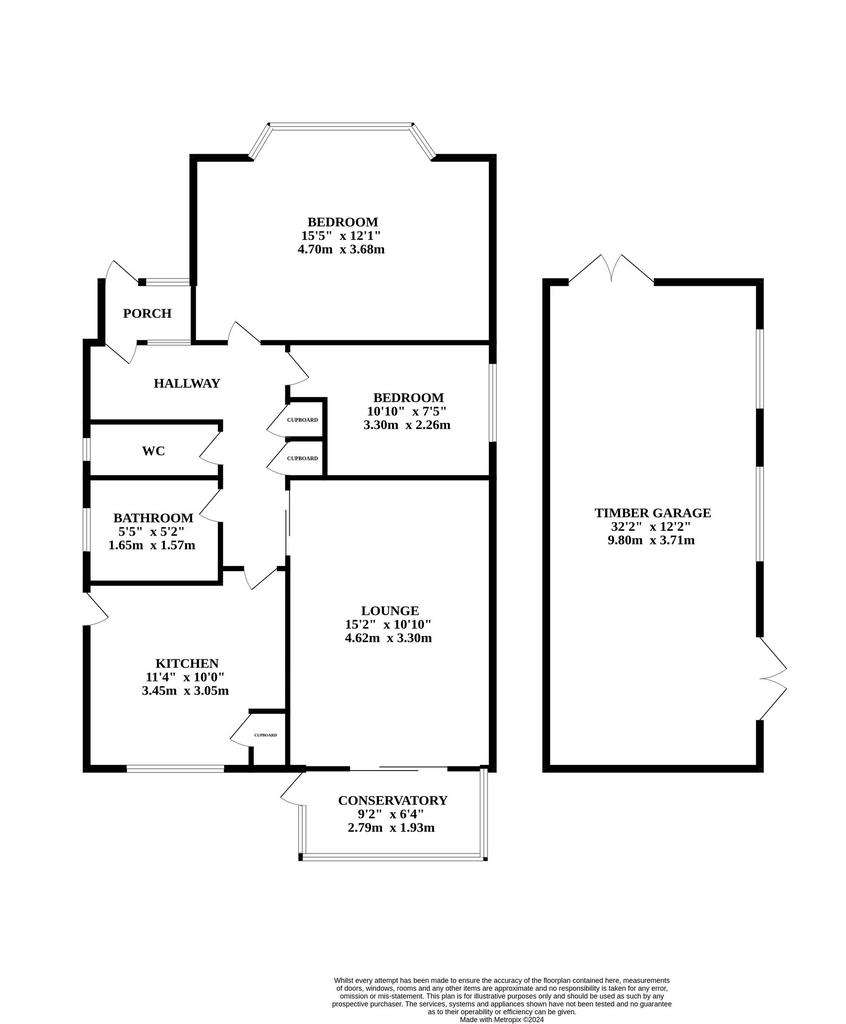 2 bedroom detached bungalow for sale - floorplan