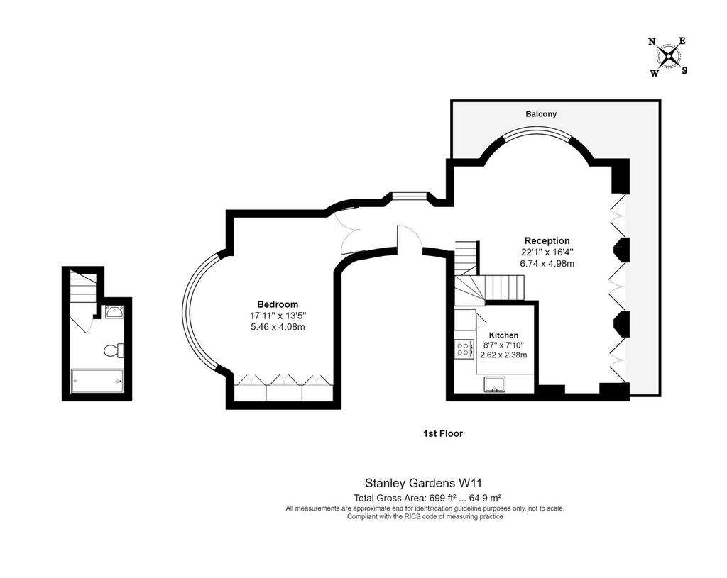 1 bedroom flat to rent - floorplan