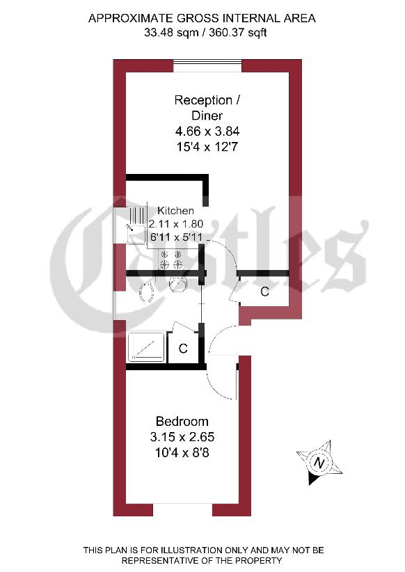 1 bedroom flat for sale - floorplan