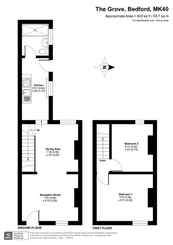 2 bedroom terraced house for sale - floorplan