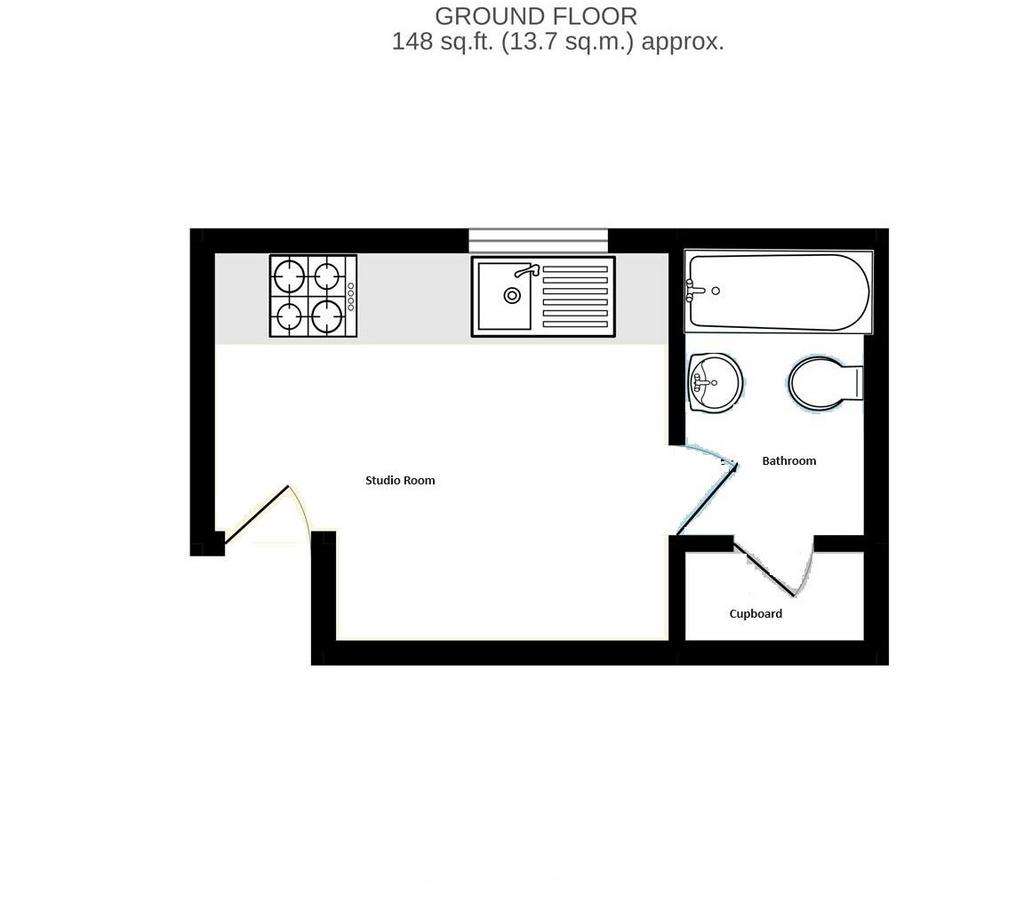 Studio flat to rent - floorplan