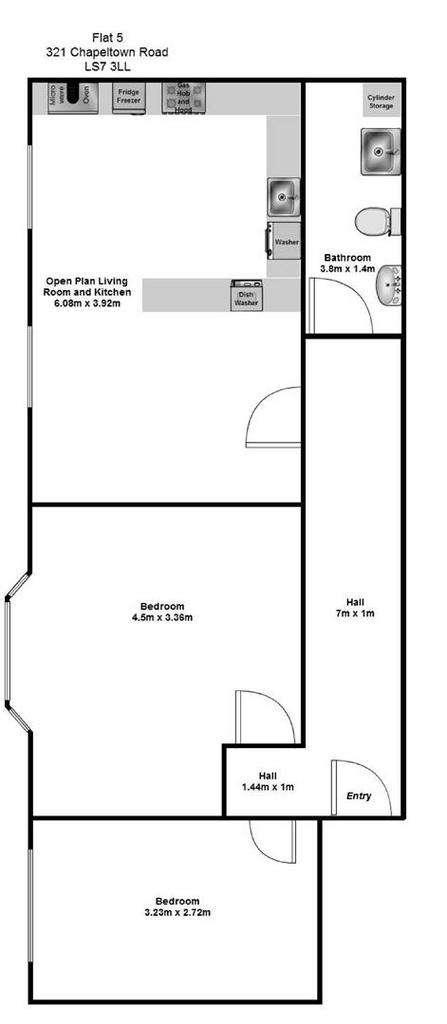 2 bedroom flat to rent - floorplan