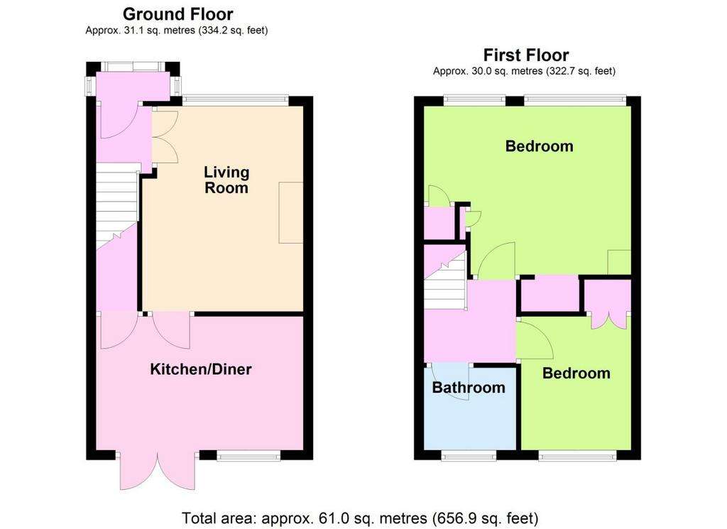 2 bedroom house for sale - floorplan