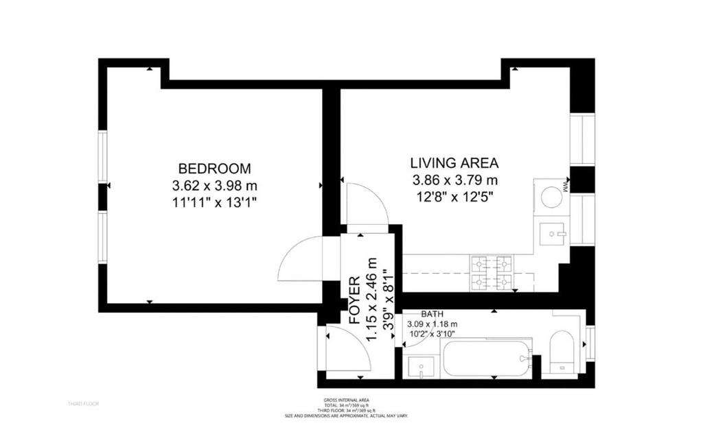 1 bedroom flat to rent - floorplan