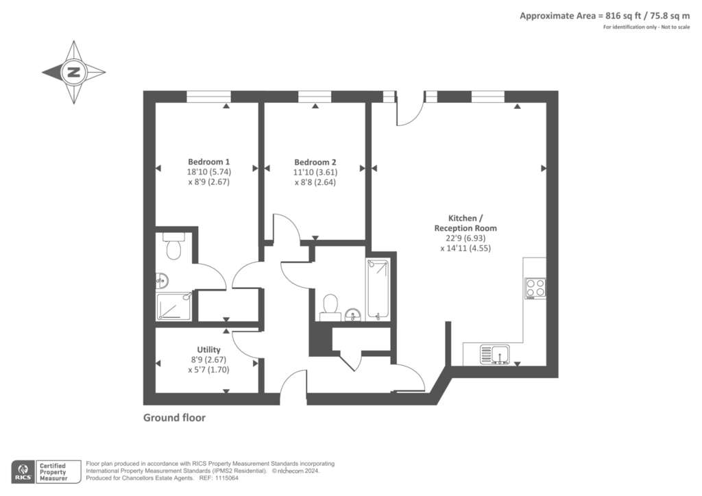 2 bedroom flat for sale - floorplan