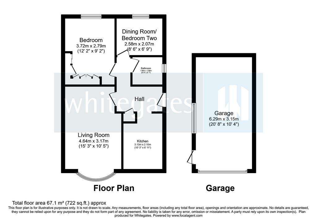 2 bedroom bungalow for sale - floorplan