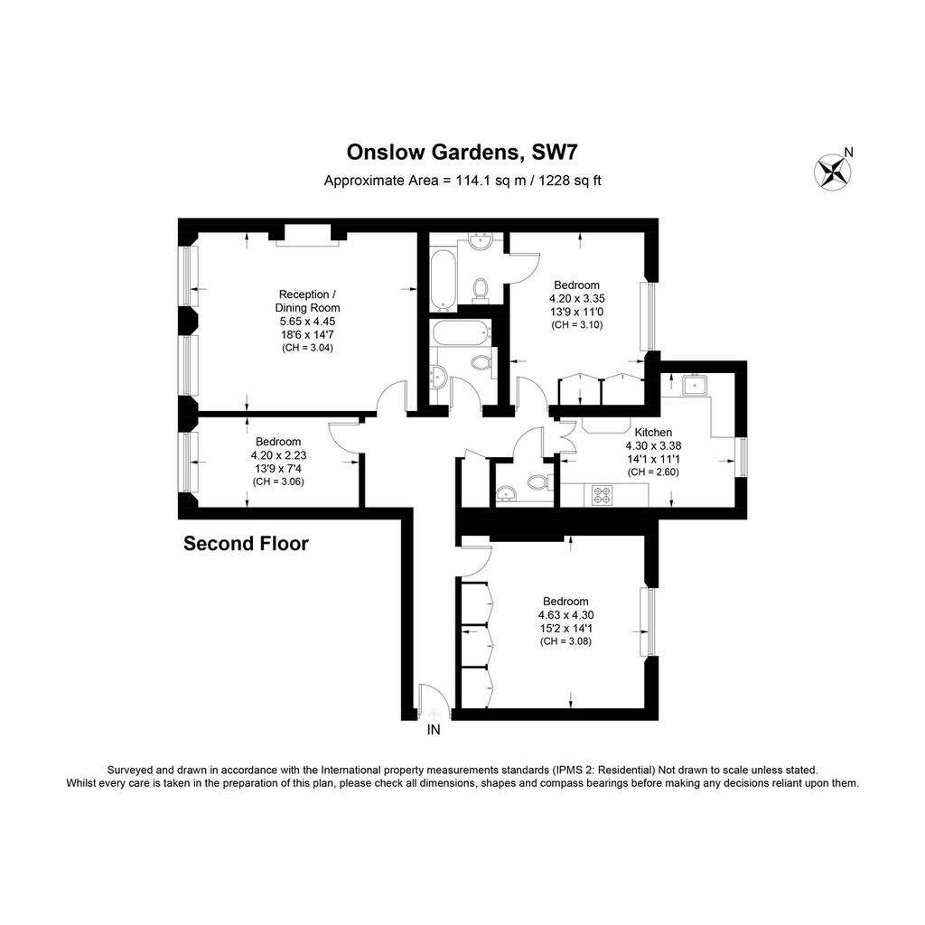 3 bedroom flat for sale - floorplan